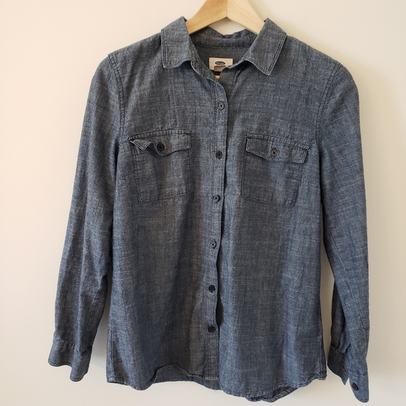 Classic Denim Blue Colored Size Small Button Down Old Navy Shirt - Picture 7 of 7